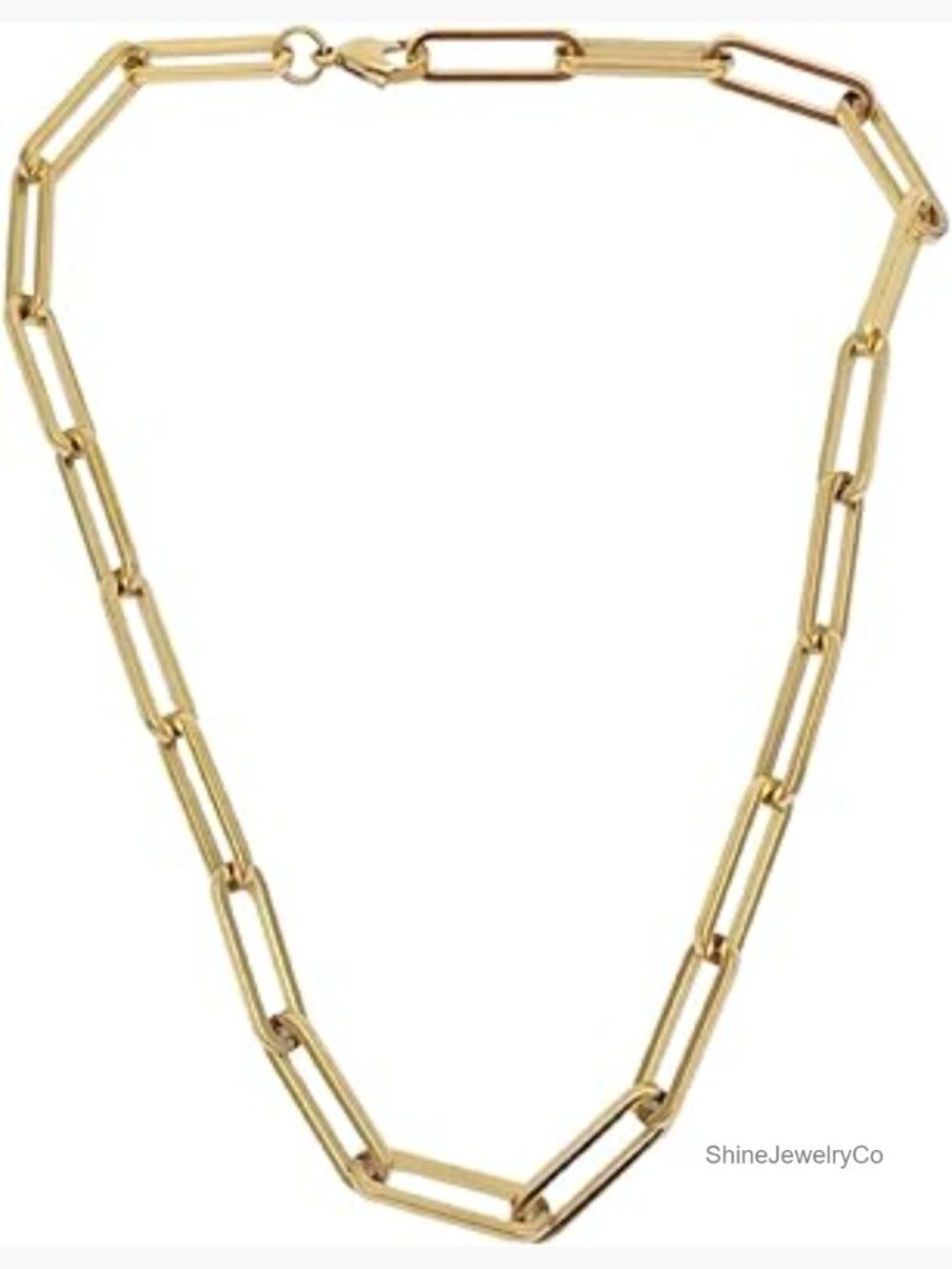 18K Gold Plated Thick Paperclip Chain Necklace
